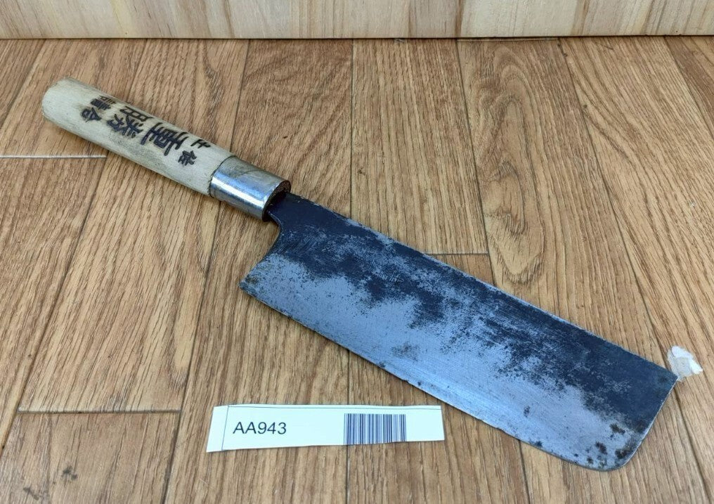 DAMAGED Japanese Chef's Kitchen Knife NAKIRI BLACK Vintage Japan 165/313mm AA943