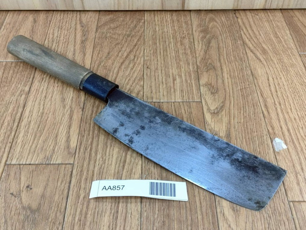 DAMAGED Japanese Chef's Kitchen Knife NAKIRI Vintage HAND MADE 177/322mm AA857
