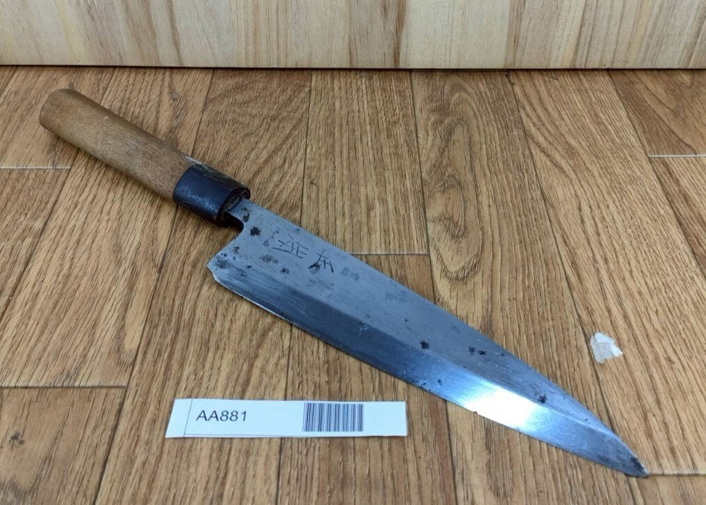 DAMAGED Japanese Chef's Kitchen Knife DEBA Vintage MASAMOTO Japan 197/345 AA881
