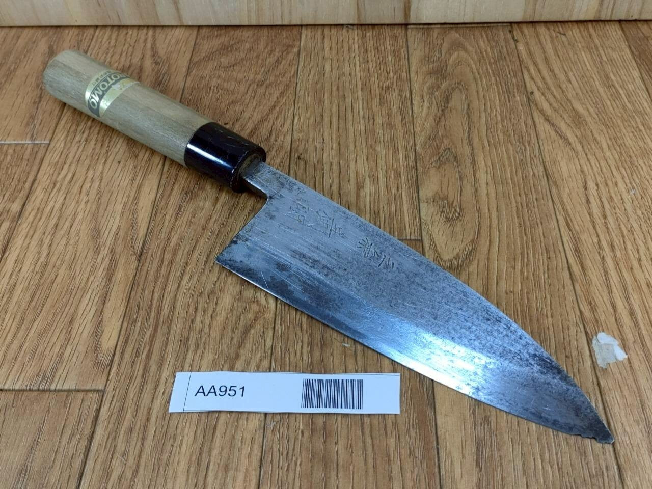 DAMAGED Japanese Chef's Kitchen Knife DEBA Vintage HIROTOMO JP 165/313mm AA951