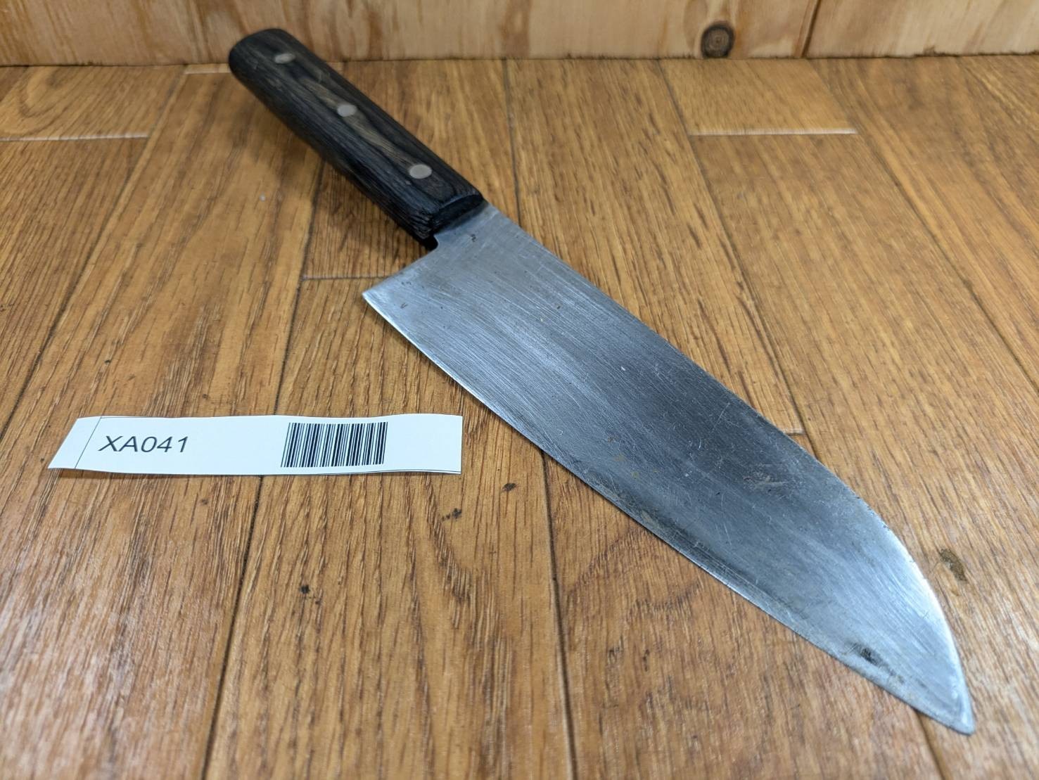 DAMAGED Japanese Chef's Kitchen Knife SANTOKU Vintage SILVER STEEL 159/278 XA041