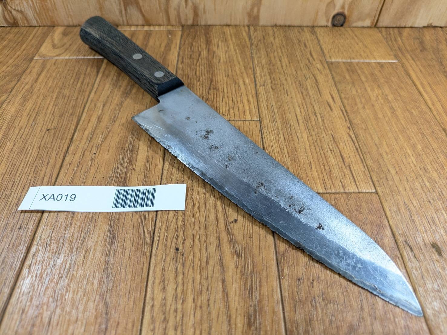 DAMAGED Japanese Chef's Kitchen Knife SANTOKU Vintage from Japan 183/315mm XA019