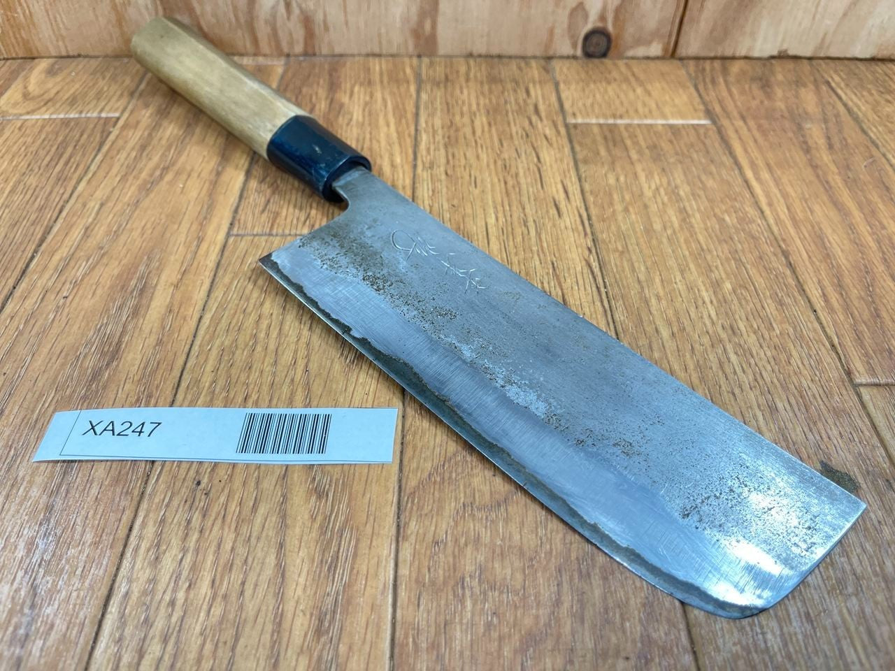 DAMAGED Japanese Chef's Kitchen Knife NAKIRI BLUE STEEL Vintage 163/312mm XA247